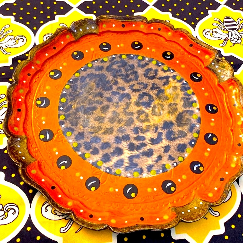 GORGEOUS 🇮🇹 RARE WOODEN MADE IN ITALY 🇮🇹 REPURPOSED CUSTOM HAND PAINTED TRAY